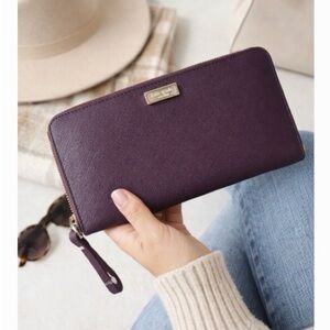 Kate Spade Laurel Way Neda continental wallet, full zip around in plum